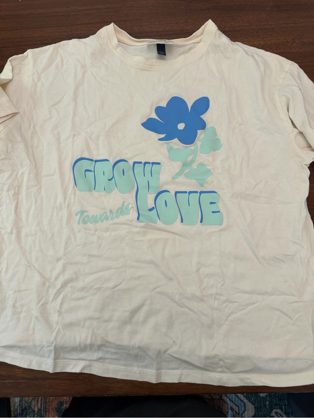 Universal Thread White Tee with Blue & Mint 'Grow Love' Graphic
